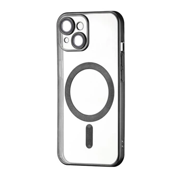 Чехол силиконовый противоударный WAVE Metal Color Case with MagSafe + защита камеры для Apple iPhone 13 (6.1") Black Fog