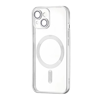 Чехол хромовый TPU Fibra Chrome Magnetic with MagSafe + защита камеры для Apple iPhone 15 (6.1") Silver