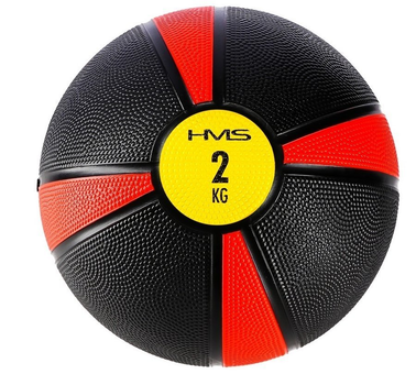 Фітнес м'яч HMS Medicine Ball 2 кг чорно-червоний (5907695540123)