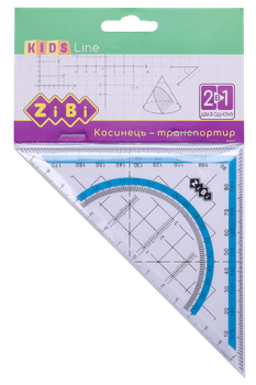 Косинець 2 в 1,140мм, 90°45°, з блакитною смужкою, блістер, KIDS Line ZB.5623-14