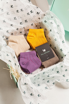Набор 4 пары коротких цветных носков ORGANIC cotton бесшовные JILL ANTONY 38-40 box арт. 31025
