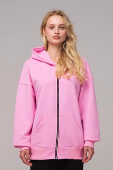 Толстовка женская на молнии оверсайз Pink M