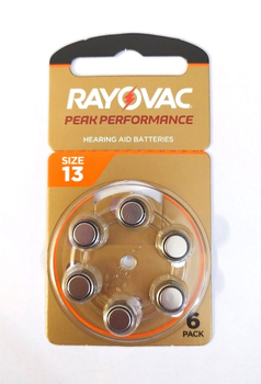 Батарейки для слуховых аппаратов Rayovac PEAK PERFORMANCE 13 (6шт)