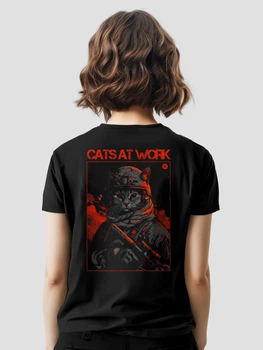 Футболка жіноча Dubhumans Cats at Work Чорний 3XL (CAW-TW-B-3XL)