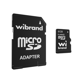 Карта памяти Wibrand microSDXC 8GB Class 4 + adapter SD (WICDC4/8GB-A) Black