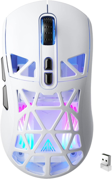 Игровая Мышь Solakaka SM802 Белая Сменные Переключатели RGB Подсветка Три режима Подключения Кабель/Bluetooth 5.0/2.4GHz 10000 DPI.