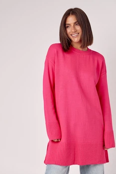 Жіноча трикотажна туніка oversize з розрізами з боків колір фуксія розмір ONE SIZE FL_001762