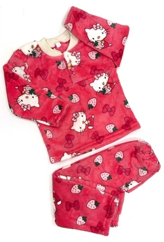 Дитяча плюшева піжамка для велсофту Hello Kitty 98 см Рожевий