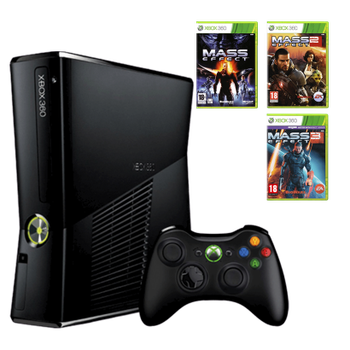 Набор Консоль Microsoft Xbox 360 S Freeboot 250GB Black + 5 Встроенных Игр Б/У + Игра Mass Effect Английская Версия + Mass Effect 3 Русские Субтитры + Mass Effect 2 Английская Версия