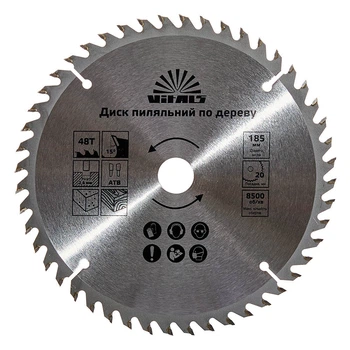 Диск пильний Vitals по дереву 185x20/16, ATB 48 168136