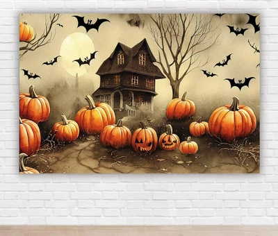 Паперовий плакат на Хелловін / Halloween "Будинок з привидами" 100х150см