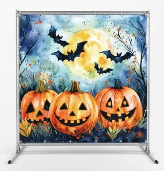 Баннер на Хэллоуин / Halloween "Три тыквы" размер 2х2м. С люверсами.