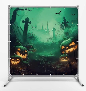 Баннер на Хэллоуин / Halloween "Тропинка тыквы" размер 2х2м. С люверсами.