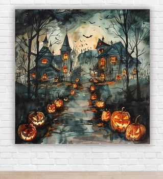 Паперовий плакат на Хелловін / Halloween "Загадковий будинок" 150х150см