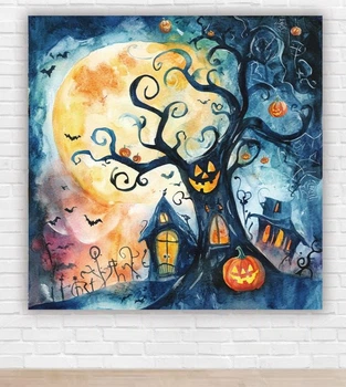 Паперовий плакат на Хелловін / Halloween "Загадкове дерево" 150х150см