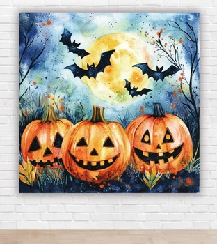Паперовий плакат на Хелловін / Halloween "Три гарбузи" 150х150см