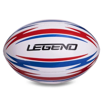 Мяч для регби юниорский размер 4 LEGEND 10-14 лет (PVC, №4, красный-синий) (R-3289)