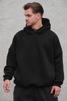 Чоловіче Оверсайз Худі Толстовка На Флісі З Капюшоном Without Art Onesize Black 450506570