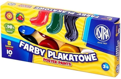 Farby plakatowe Astra 8 kolorów 10 ml (5900263020522)