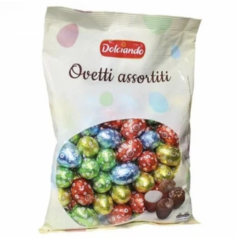 Яйця Шоколадні Великодні Dolciando Ovetti Assortiti Долчіандо Оветті Пасхальні в фользі Асорті Пакет 850г