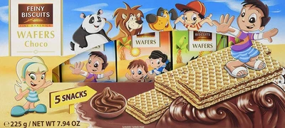 Дитячі вафлі Feiny biscuits gunz feiny biscuits із шоколадним кремом, 225 г, 5 штук