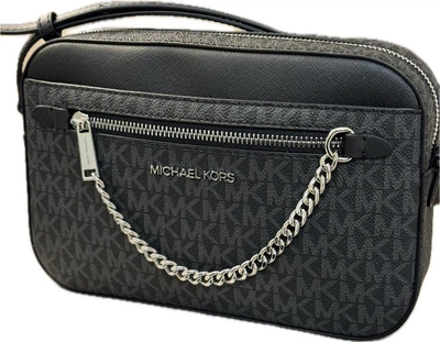 Женская сумка кросс-боди Michael Kors Jet Set Large Logo Crossbody Bag 24*5*16,5 см черная