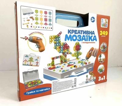 Мозаїка Limo Toy 2в1 на шурупах картки шуруповерт 150 деталей
