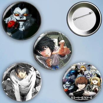 Значки на булавці набір 4 шт Аніме Зошит смерті Death Note #1 металеві на шпильці 56 мм