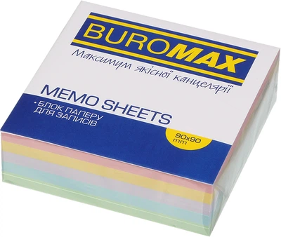 Бумага для заметок склеенная Buromax Люкс Декор 90x90 мм 300 листов Цветная (BM.2282)