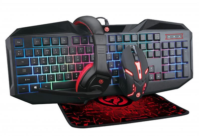 Комплект (клавіатура, мишка) Piko GX100 Black USB (1283126489792) + гарнітура, килимок R-26502