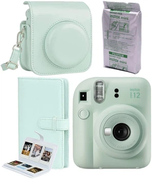 Набор Fujifilm INSTAX Mini 12 Mint Green зеленая фотокамера мгновенной печати / картридж 10 фото / чехол мятный / альбом 108 фото / подарочная упаковка