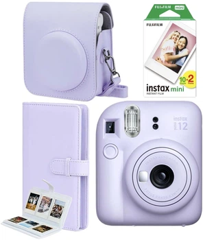 Набор Fujifilm INSTAX Mini 12 Lilac Purple фиолетовая фотокамера мгновенной печати / картриджи 20 фото / чехол / альбом 108 фото / подарочная упаковка