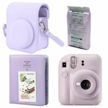 Набор камера Fujifilm Instax Mini 12, Фотобумага 10шт, Чехол, Фотоальбом 64 фото Фиолетовый (Подарочная упаковка)