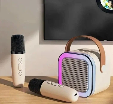Портативная колонка с 2 караоке микрофонами и RGB подсветкой SPEAKER K12 5W Bluetooth, USB, microSD, Type-C