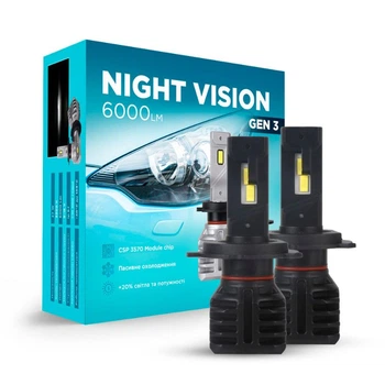 Светодиодные лампы Н4 для авто Carlamp Night Vision Gen3 Led автолампы 5500 K 6000 Lm (NVG3H4)