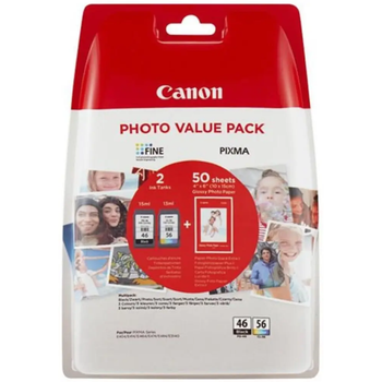 Набор Canon PG-46/CL-56 PHOTO VALUE Pack с 50 фотобумагами 4×6 (9059B006AA)