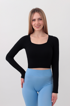 Топ вкорочений з довгим рукавом Giulia CROP TOP RIB one size Black-black