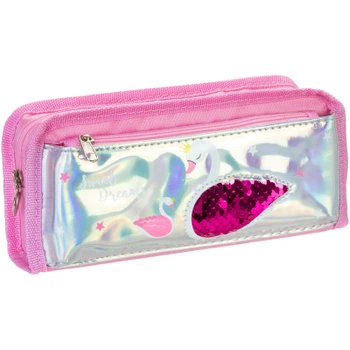 Пенал Cool For School голографический с пайетками 2 отделения Sweet Dreams розовый (CF86969)