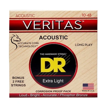 Струны для гитары DR Strings VERITAS Coated Core Acoustic Guitar Strings - Extra Light (10-48) (VTA-10)