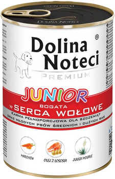 Mokra karma dla psów Dolina Noteci Premium Junior z sercem wołowym 24 x 400 g (5902921394075)