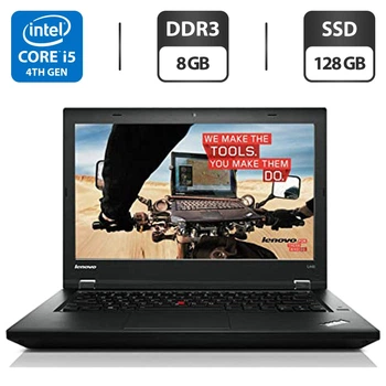Ноутбук Б-класс Lenovo ThinkPad L440 / 14" (1366x768) TN / Intel Core i5-4300M (2 (4) ядра по 2.6 - 3.3 GHz) / 8 GB DDR3 / 128 GB SSD / Intel HD Graphics 4600 / WebCam б/у