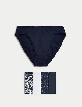 Набор хлопковых трусиков Marks&Spencer High legs 8(36) 5 шт разноцветный navy mix 0016
