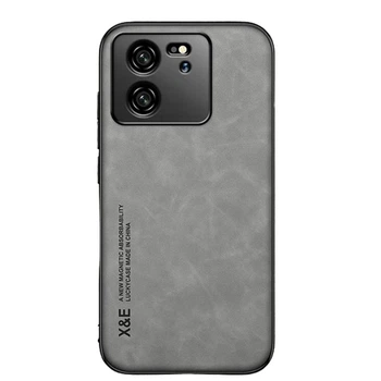 Кожаный чехол - накладка X&E для Xiaomi 13T / 13T Pro с металлической вставкой black