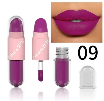 Губна помада CmaaDU No9 Lipstick Lip Gloss 2-in-1 Фіолетова водостійка матова