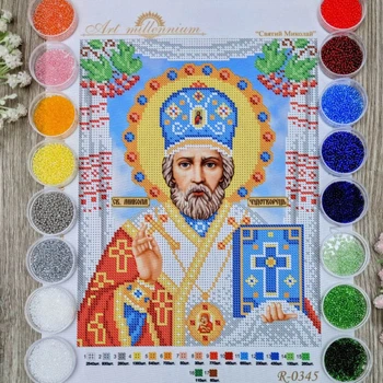 Набір для вишивання бісером Art-Millennium. N-0345 Миколай Чудотворець 20х26 см