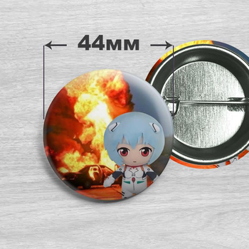 Значок Аянамі Рей з аніме Евангеліон / Evangelion 44мм №10
