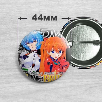 Значок Аянами Рей и Аска из аниме Евангелион / Evangelion 44мм №4