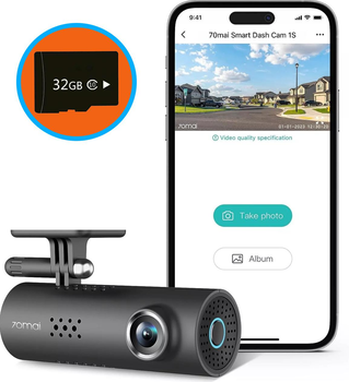 Відеореєстратор 70mai Smart Dash Cam 1S, 1080P Full HD (Карта на 32 Гб)