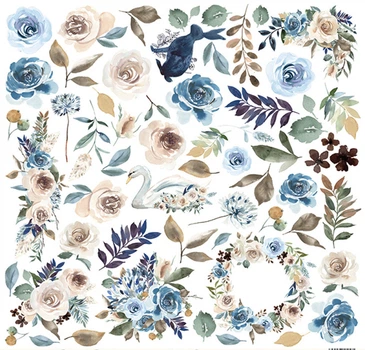 Папір для скрапбукінгу Scrapmir Квіти з колекції Blue & Blush