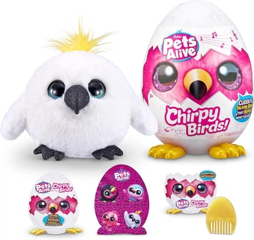 Интерактивная игрушка сюрприз Белый Какаду Pets Alive Chirpy Birds White Cockatoo